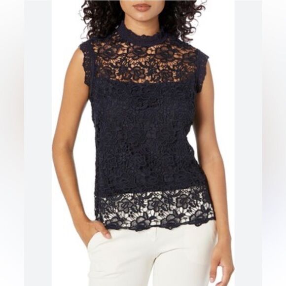 Ladies Nenette Lepore Sleeveless Lace Top Navy Blue Size Small - Picture 1 of 14